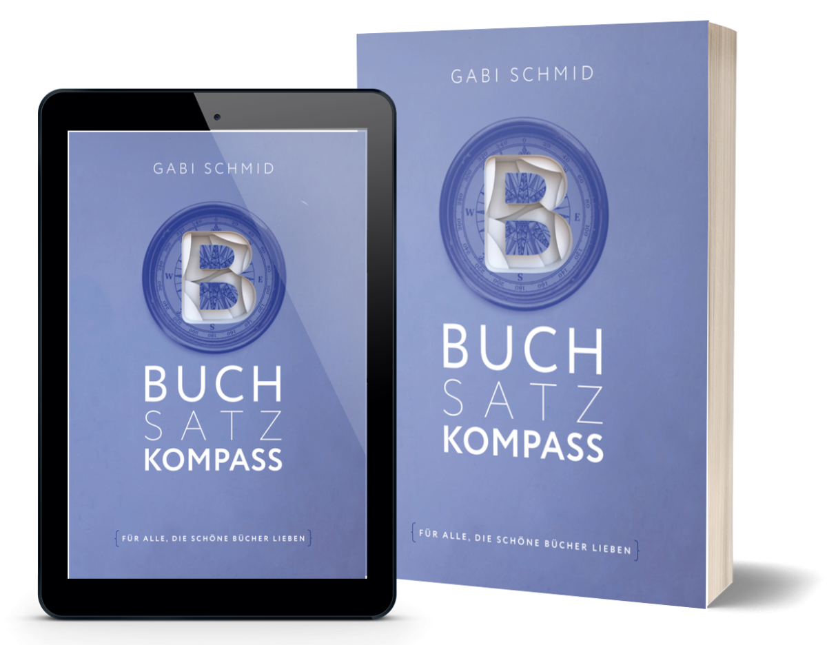 Ein Mockup des Buches "Buchsatz Kompass" verfasst von Gabis Schmid